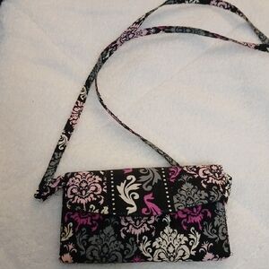 Vera Bradley Black and Pink Floral Clutch